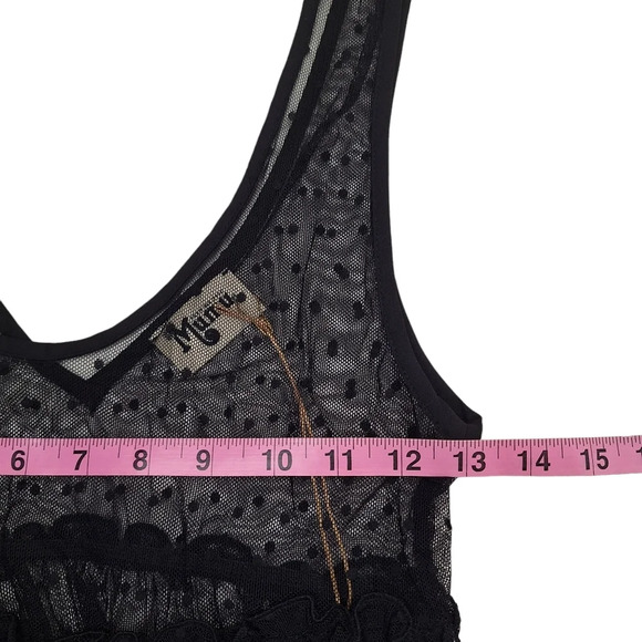 NEW Show Me Your Mumu Black XS Sheer Sleeveless Swiss Dot Maxi Dress Ruffles - Picture 13 of 15